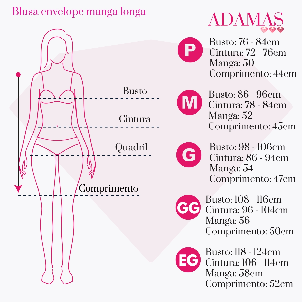 Blusa envelope manga longa